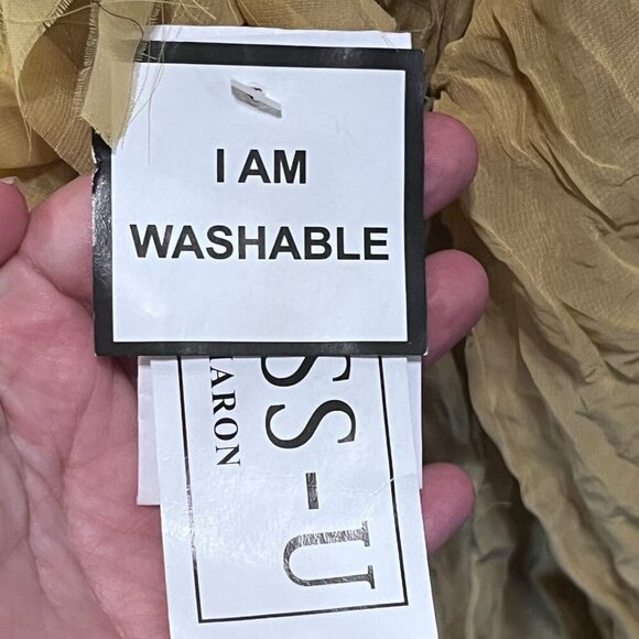 Dress U By Sharon Ruffled Button Top Shirt Color: Mustard Size: XL 1990s NWT - Picture 4 of 9